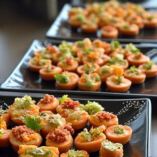 Elegant angerichtete Häppchen für ein Catering-Event